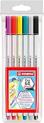 Caneta Brush Premium – STABILO Pen 68 brush – Estojo com 6 unidades – Em 6 cores