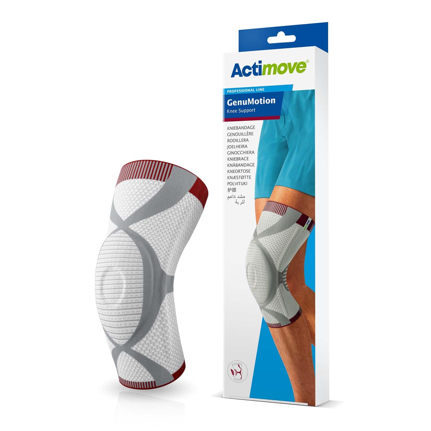 Actimove Professional GenuMotion Knee Brace | Left & Right Compatible Knee Support for Meniscus Tear, Pain, ACL, MCL, Arthritis, Injury Recovery | Men & Women, White, Large