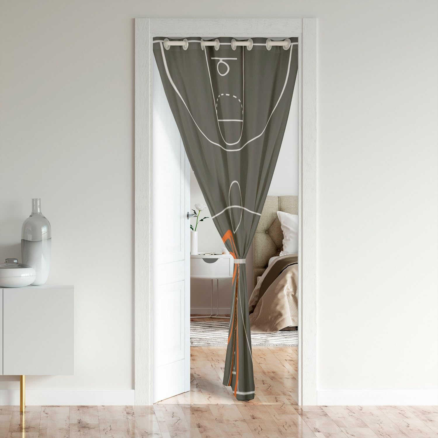 Basketball Door Curtain Extreme Sports Game Style Doorway Curtain for Closet Door Basketball Court Geometric Circles Lines Door Drape for Bedroom Privacy 1 Panel 34