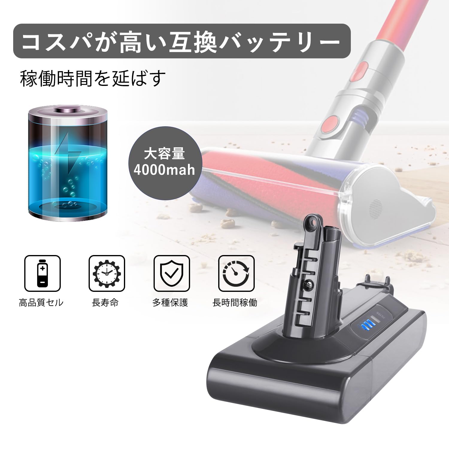 Amazon.co.jp: ダイソン バッテリー V10 交換 掃除機バッテリー AWANFI