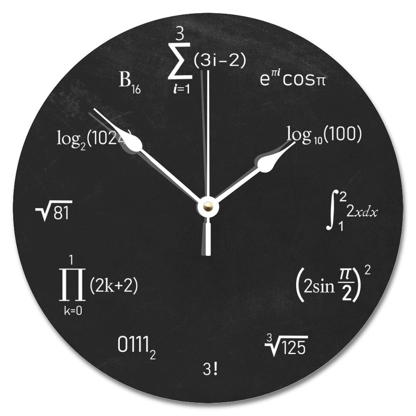 ArogGeld Math Equations and Notations Wall Clock Math Teacher 12 Inch Wooden Wall Clocks Battery Operated Silent Non-Ticking Farmhouse Wall Decor for