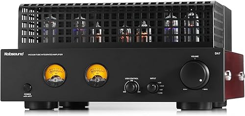 Nobsound Amplificador Bluetooth de alimentación de tubo válvula de alta fidelidad con medidores de VU duales Reproducción de disco U USB RCA para
