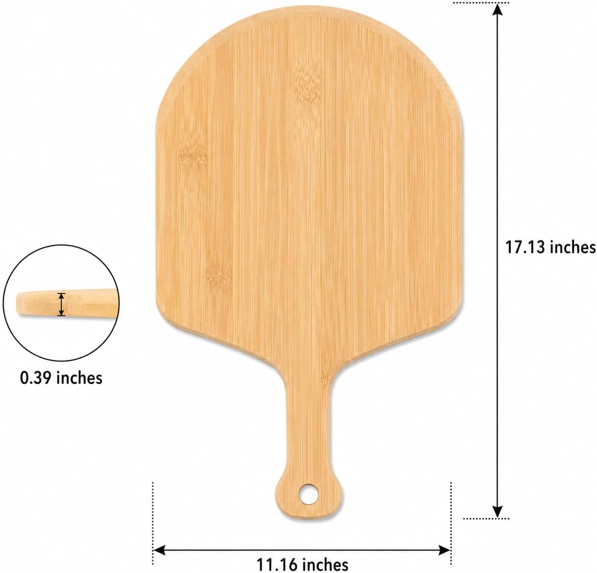 Wooden Pizza Peel, Bamboo Pizza Paddle Handle, 17.13 x 11.61 Inch Wood Pizza Peel for Baking, Serving & Cutting Pizza, Bread & Pastries, Wooden Pizza Board, Durable Design for Kitchen and Oven Use