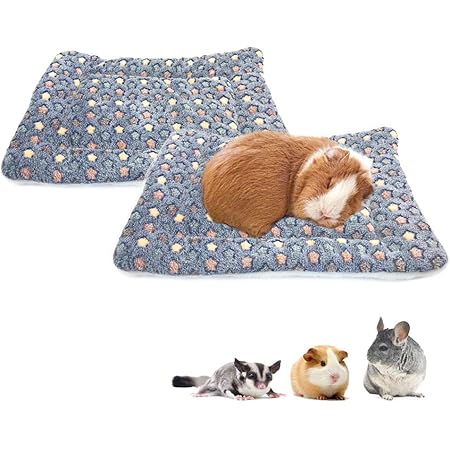 Amakunft 2 Pack of Square Plush Guinea Pig Pillow, Cozy Hamsters Sugar Glider Hedgehog Sleep Bed, Rabbit Cage Accessories Mat