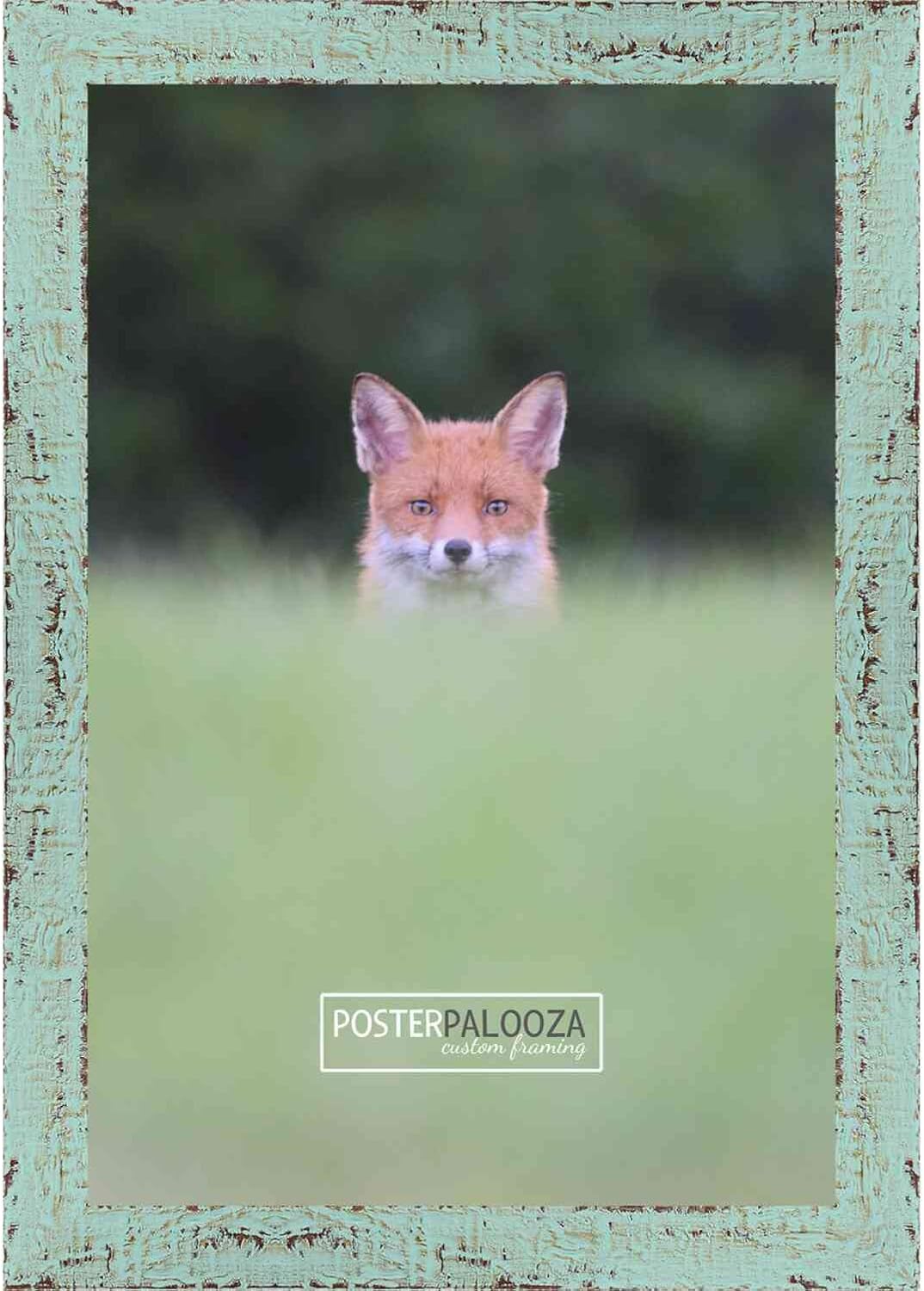 3x5 シャビーシック/ファームハウス グリーンウッド写真フレーム - UVアクリル、フォームボードバッキング、吊り下げ金具 3イン