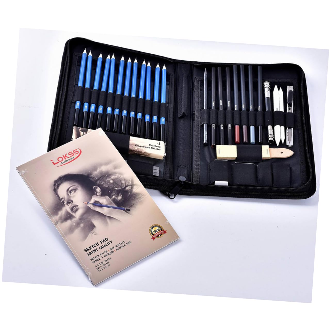 NUOBESTY Juego de 40 Lápices de Madera para Dibujo y Bocetos, Bolsa de Transporte para Arte y Estudiantes