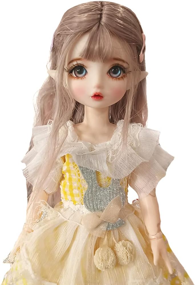 Original Elf Ear Design BJD Doll 1/6 SD Dolls 11.8 Inch 18 Ball Jointed Doll Cute DIY Toys with Clothes Outfit Shoes Wig Hair Makeup,Best for Kids Girls Children - Moon