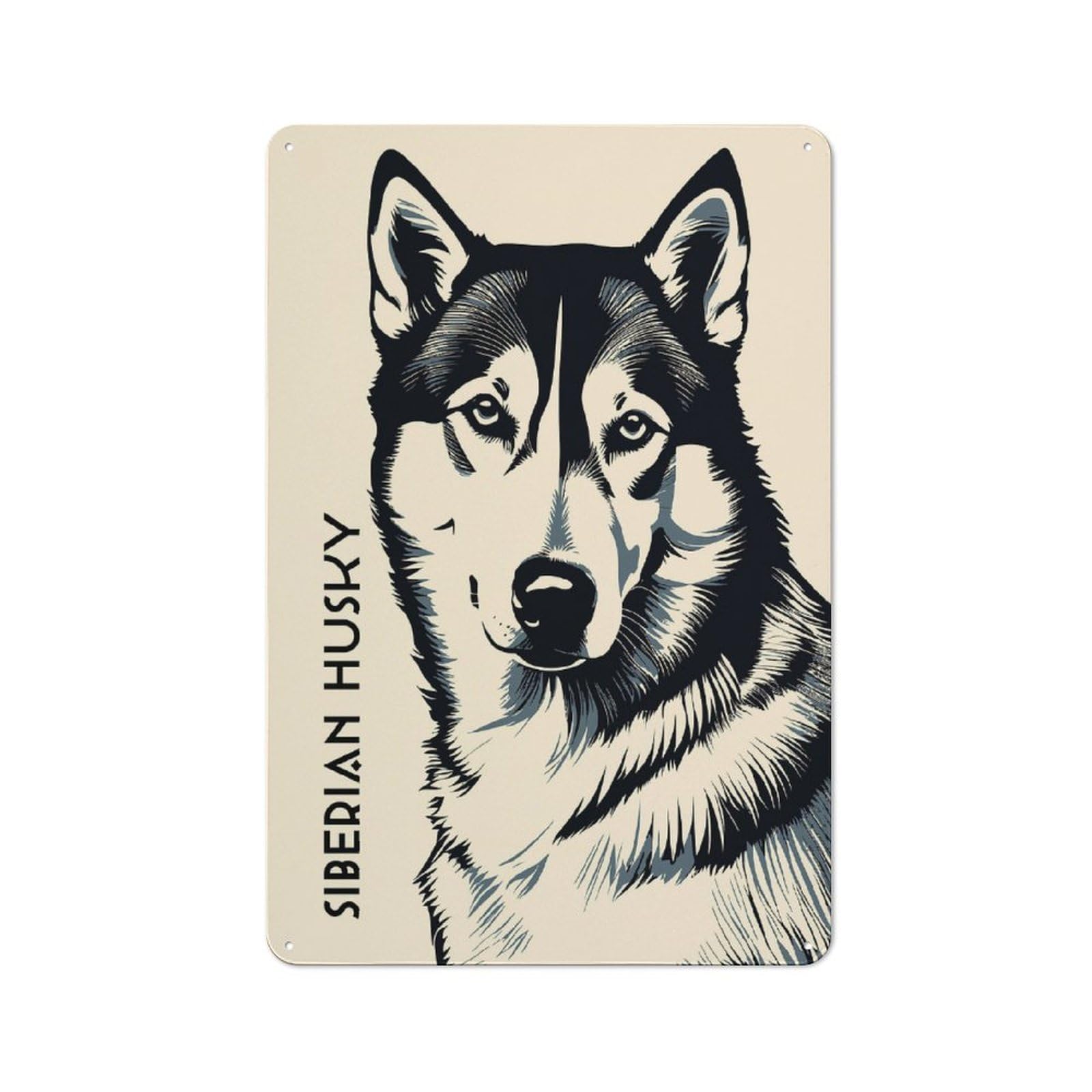 Vintage Metal Sign with Siberian Husky Design 30x20cm, Retro Room Wall Plaque for Home, Shop, Pub Or Studio Wall