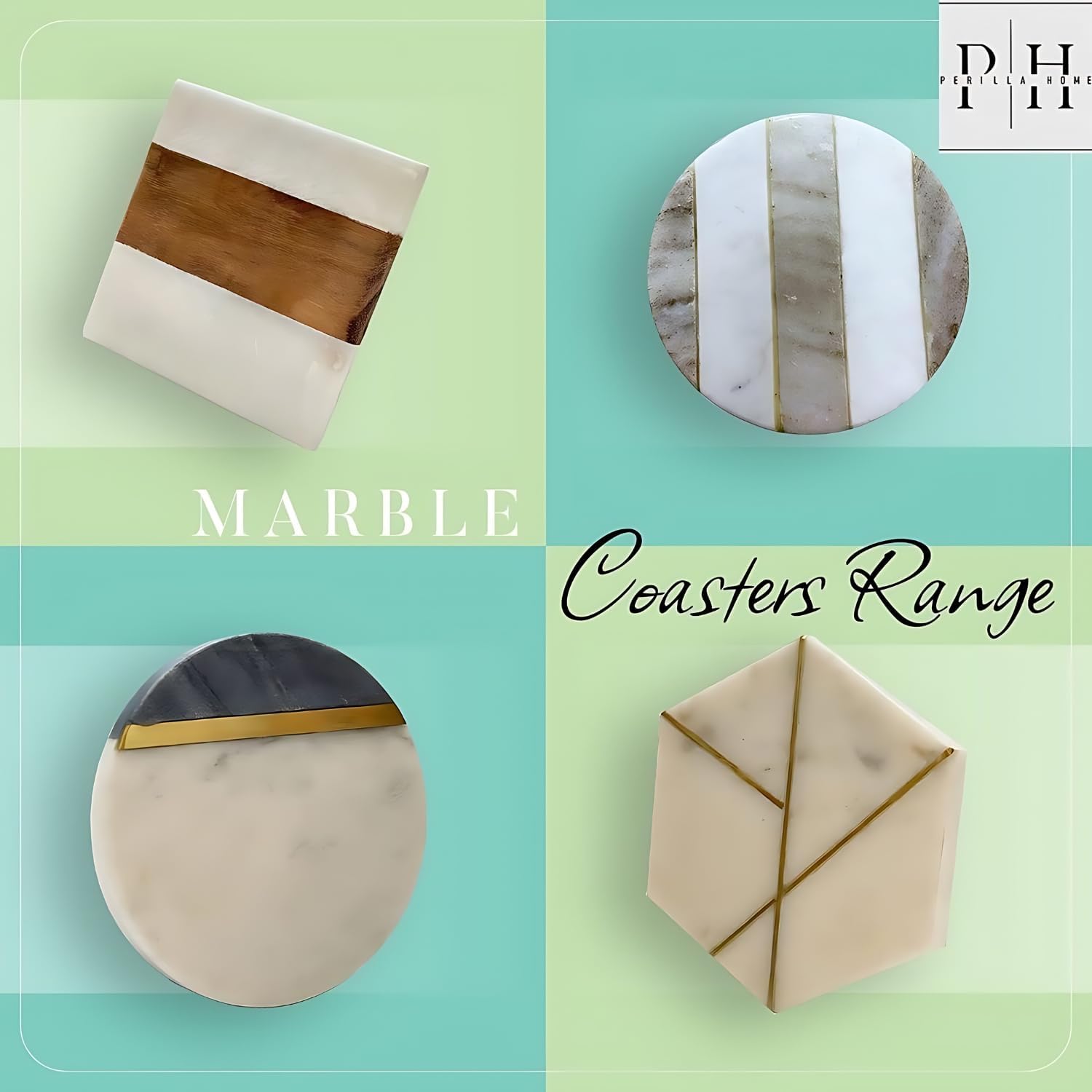 Perilla Home Handcrafted Marble Coasters Set of 6 – Round Coasters for Kitchen, Wine Glasses, Mugs & Beer – Absorbent, Durable, and Stylish Drink Coaster Plates (Black/White) - Image 8