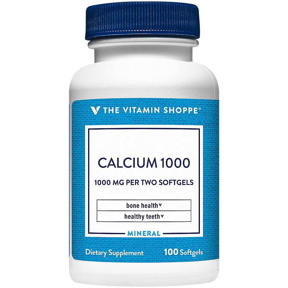 Calcium (Carbonate) 1000mg – Mineral Essential for Healthy Bones & Teeth – Added 400IU Vitamin D to Aid in Absorption (100 Softgels) by The Vitamin Shoppe