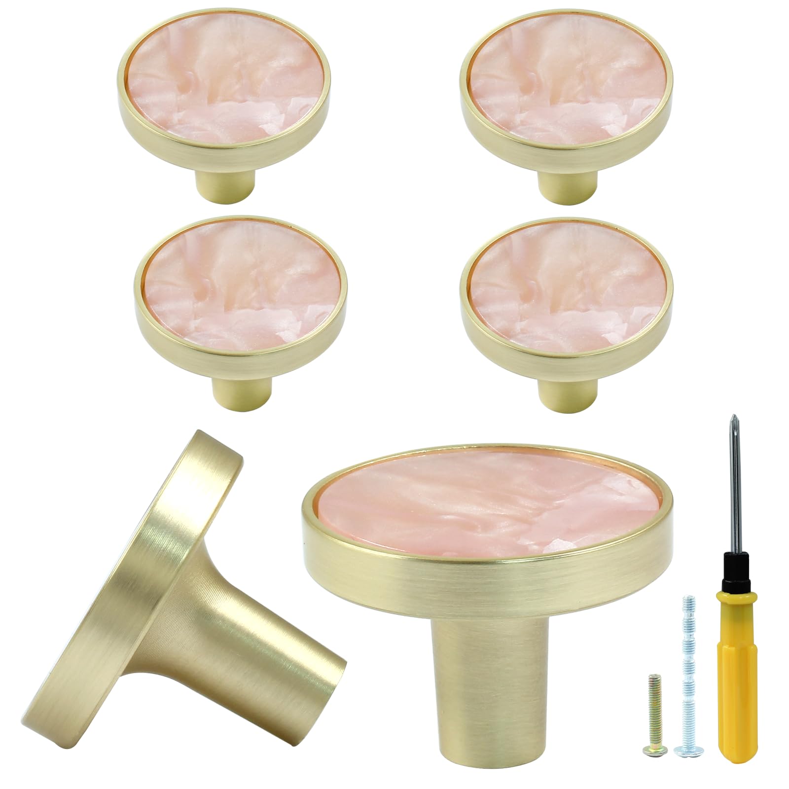 Bonsicoky 6 Pcs Gold Knobs for Dresser Drawers, Round Dresser Cabinet Knobs  Pulls for Kitchen Cabinet Cupboard Door Furniture Decorative, Pink -  Amazon.com