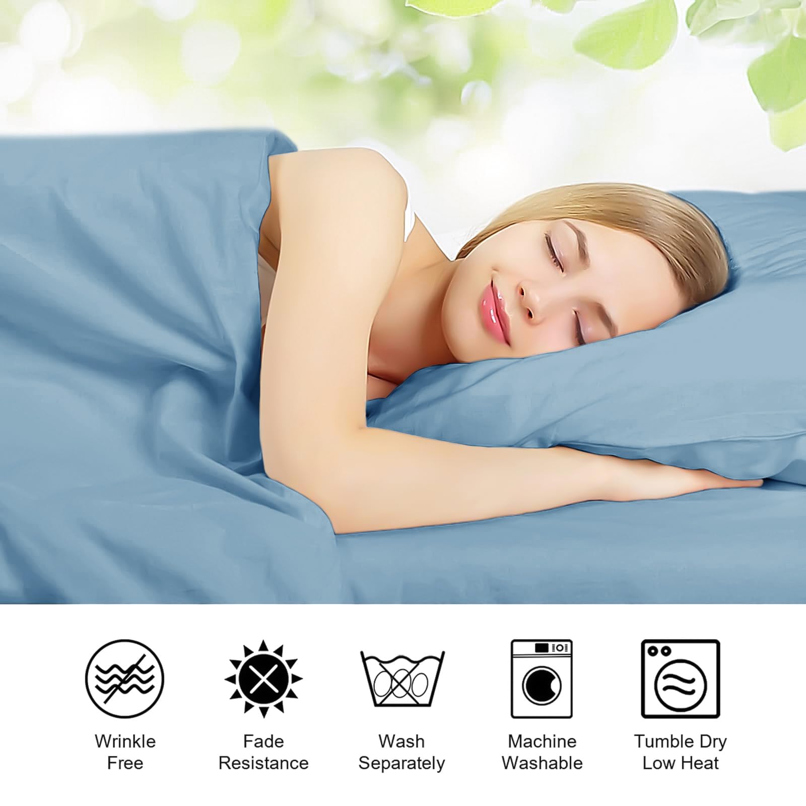 FARFALLAROSSA Bettwäsche-Set für Einzelbett aus 100% Baumwolle, Spannbettlaken für Einzelbett 180 x 200 cm, Oberlaken 250 x 280 cm, 2 Kissenbezug 50 x 80 cm - Hellblau