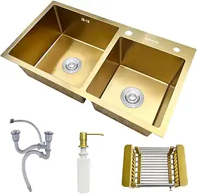 Cuba Pia Dupla Cozinha Gourmet Aço Inox Com Acessórios Diversas Cores - Brinovar (DOURADO)