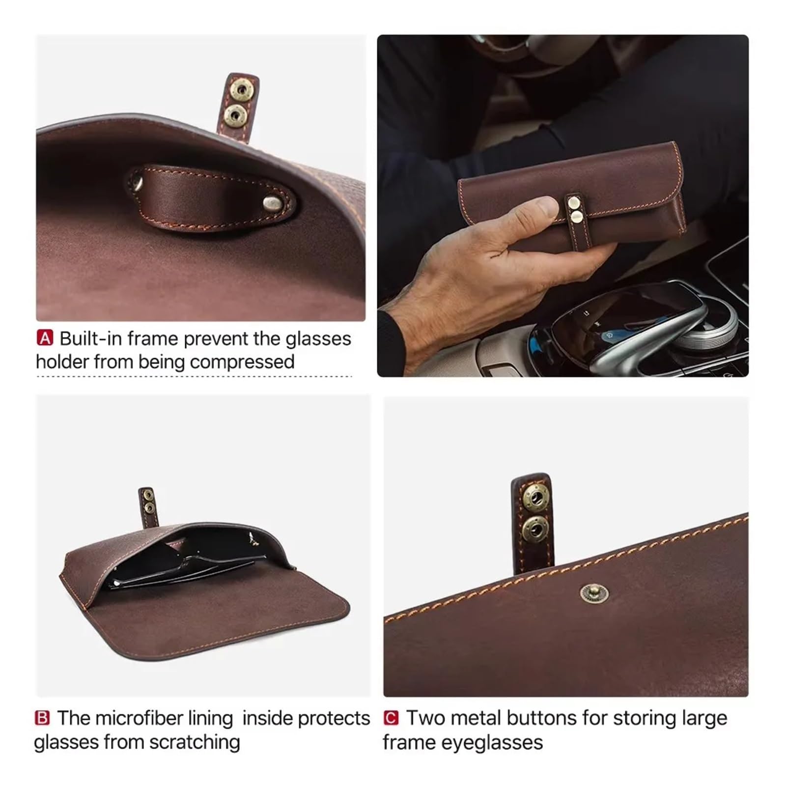 Étui à Lunettes en Cuir Étui à lunettes en cuir rétro, pochette Portable for de soleil, boîte protection for hommes et femmes