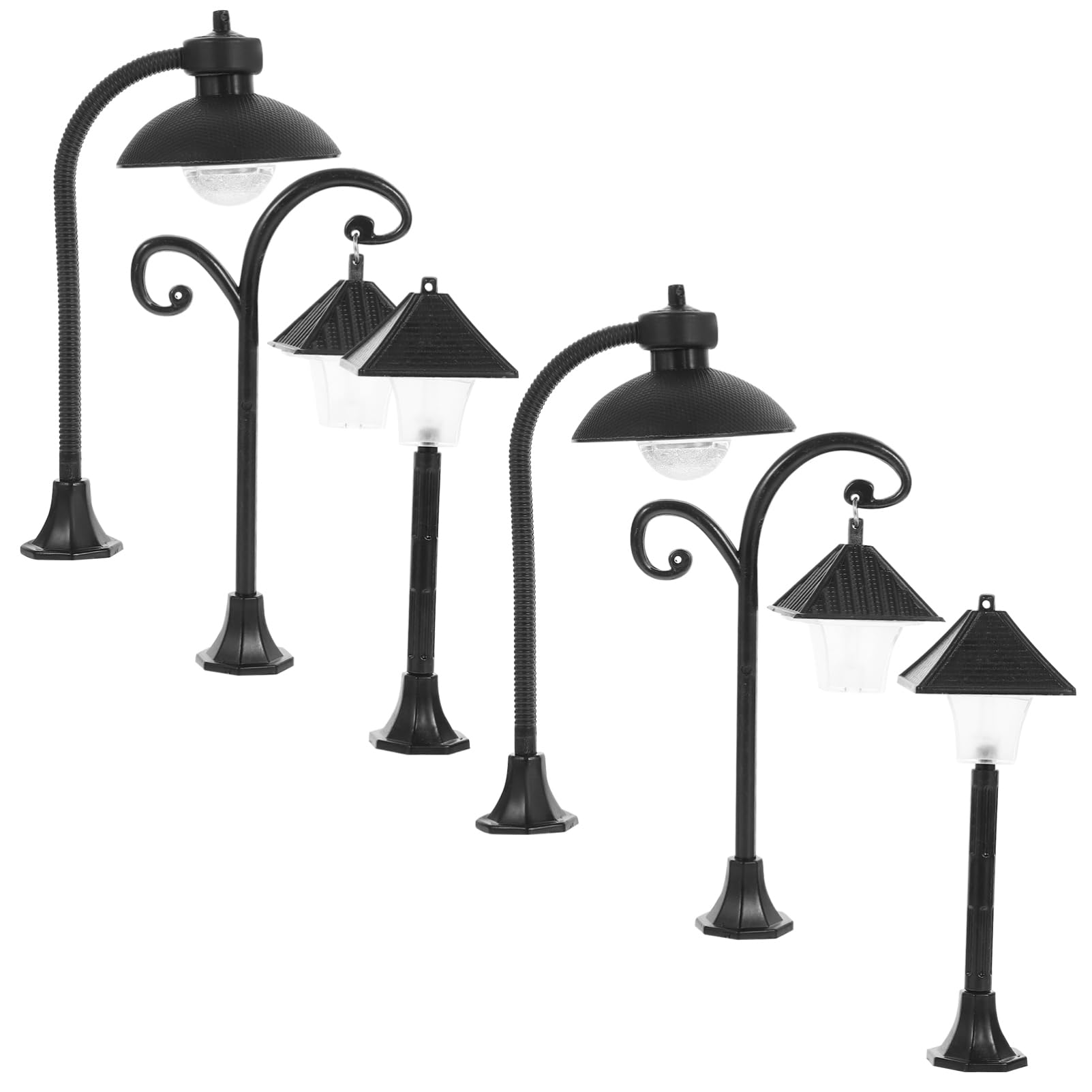Homoyoyo 6Pcs Miniature Lamp Decorative Street Light Props for House Garden Sand Table Decor Realistic Design with Stable Flat Bottom for Bedroom Craft Projects