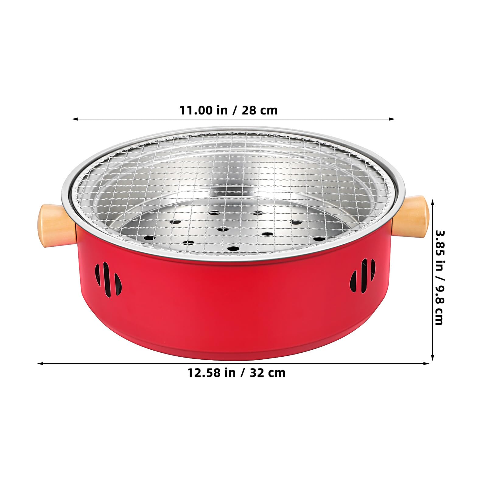 Barbecue Portatile a Carbone in Ferro Manici in Legno Mini Fornello da Tavolo per Esterni e Interni Set Compatto per Campeggio Picnic e Feste in Giardino Griglia Sollevabile e
