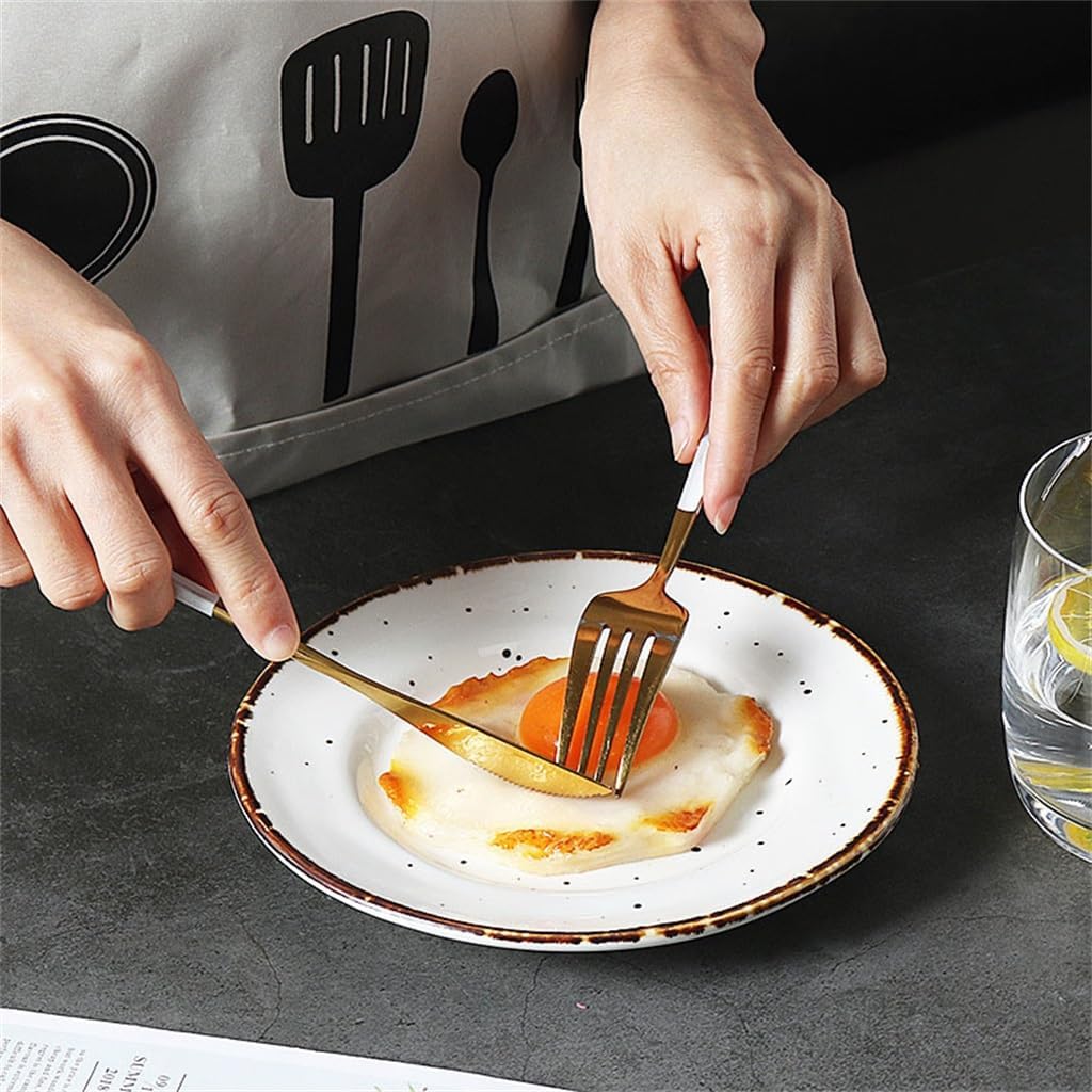 Japanese Tableware Handmade Household Ceramic Plate Flat Dessert Dish Retro Steak