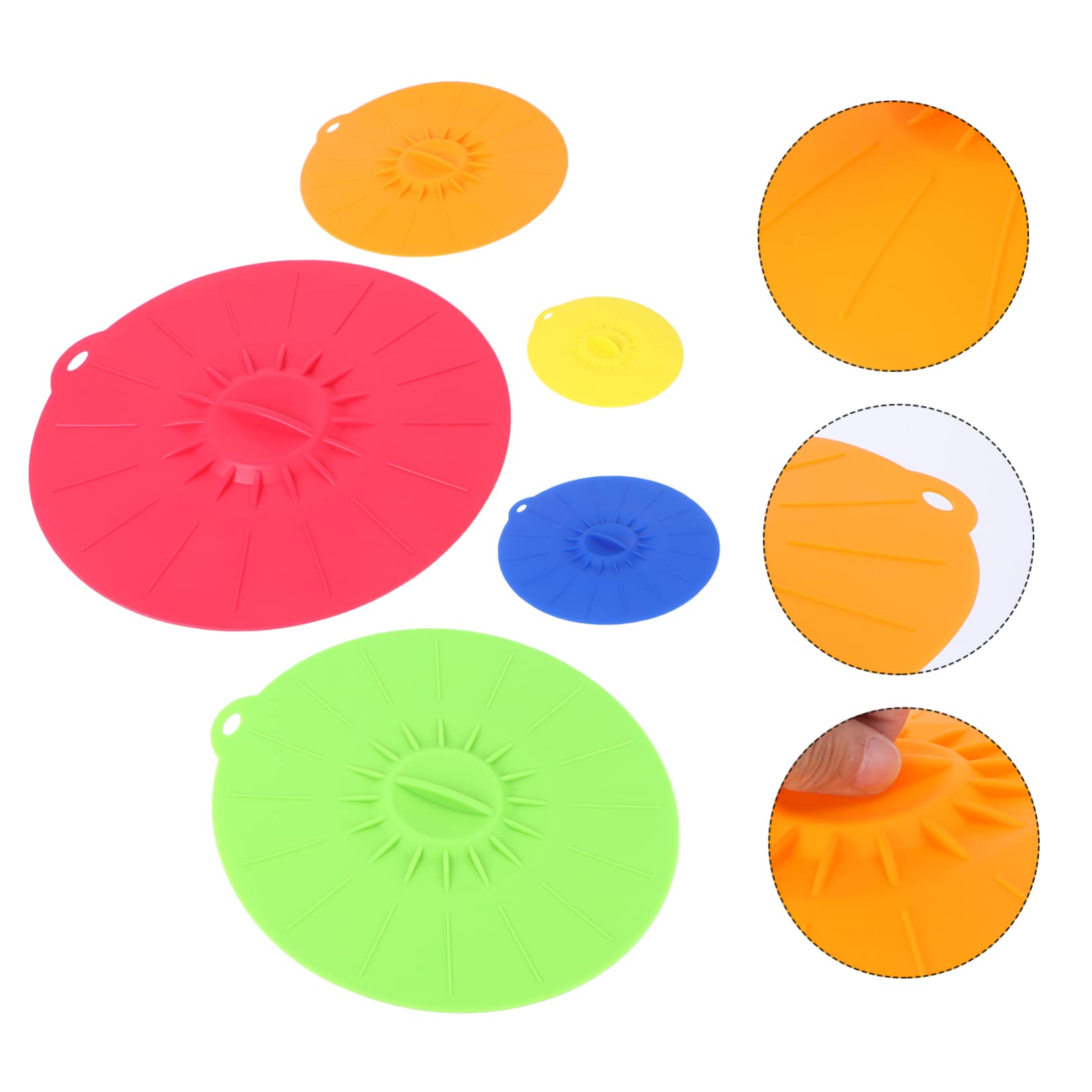 SHOWERORO 5piezas Tapas De Silicona Ecológica Aptas para Tazones Herméticas para Llevar Color Surtido