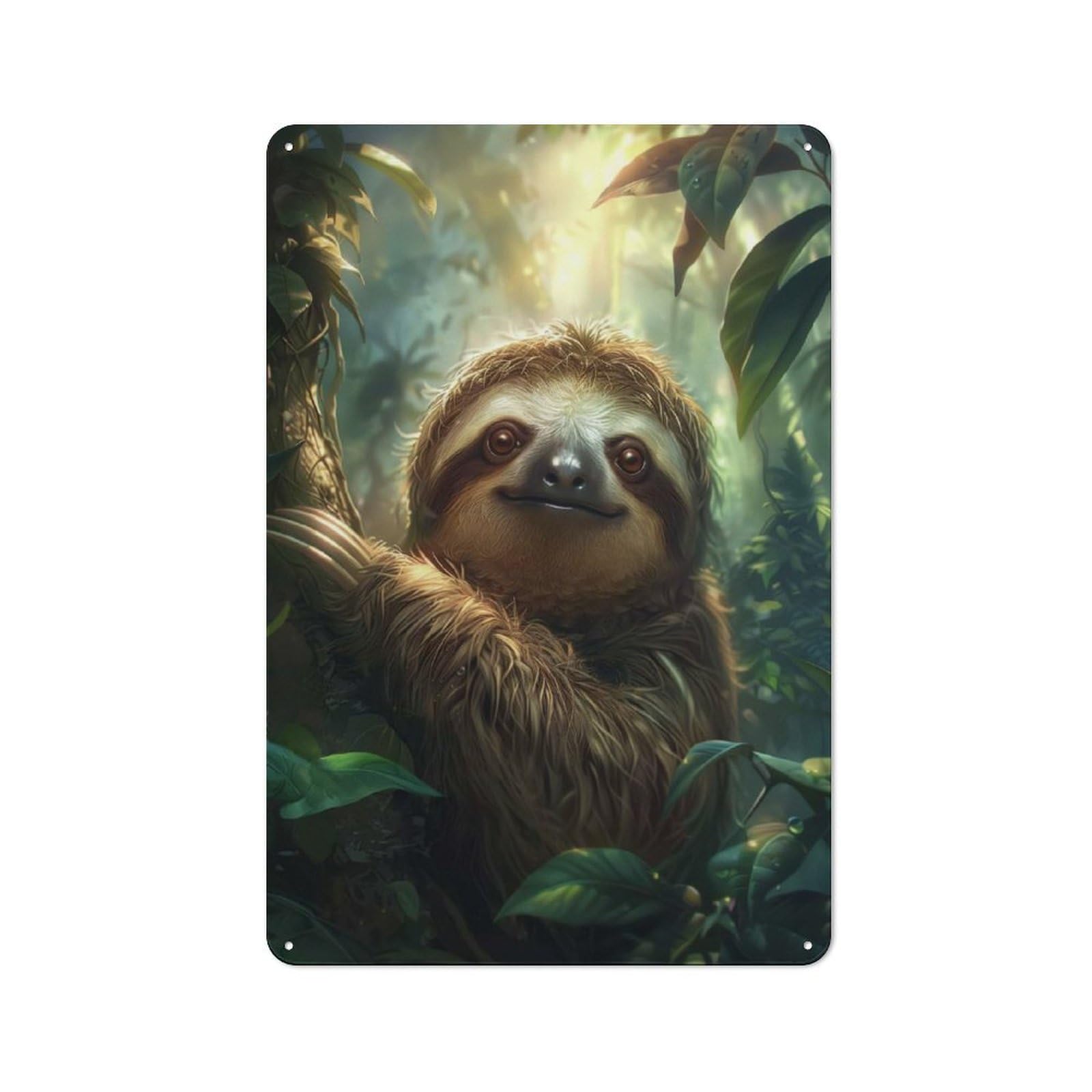 Junmoney Adorable Sloth In Jungle Vintage Metal Sign With Design 30X20cm, Vintage Restaurant Wall Art For Coffee Bar, Small Shop Or Dining Room