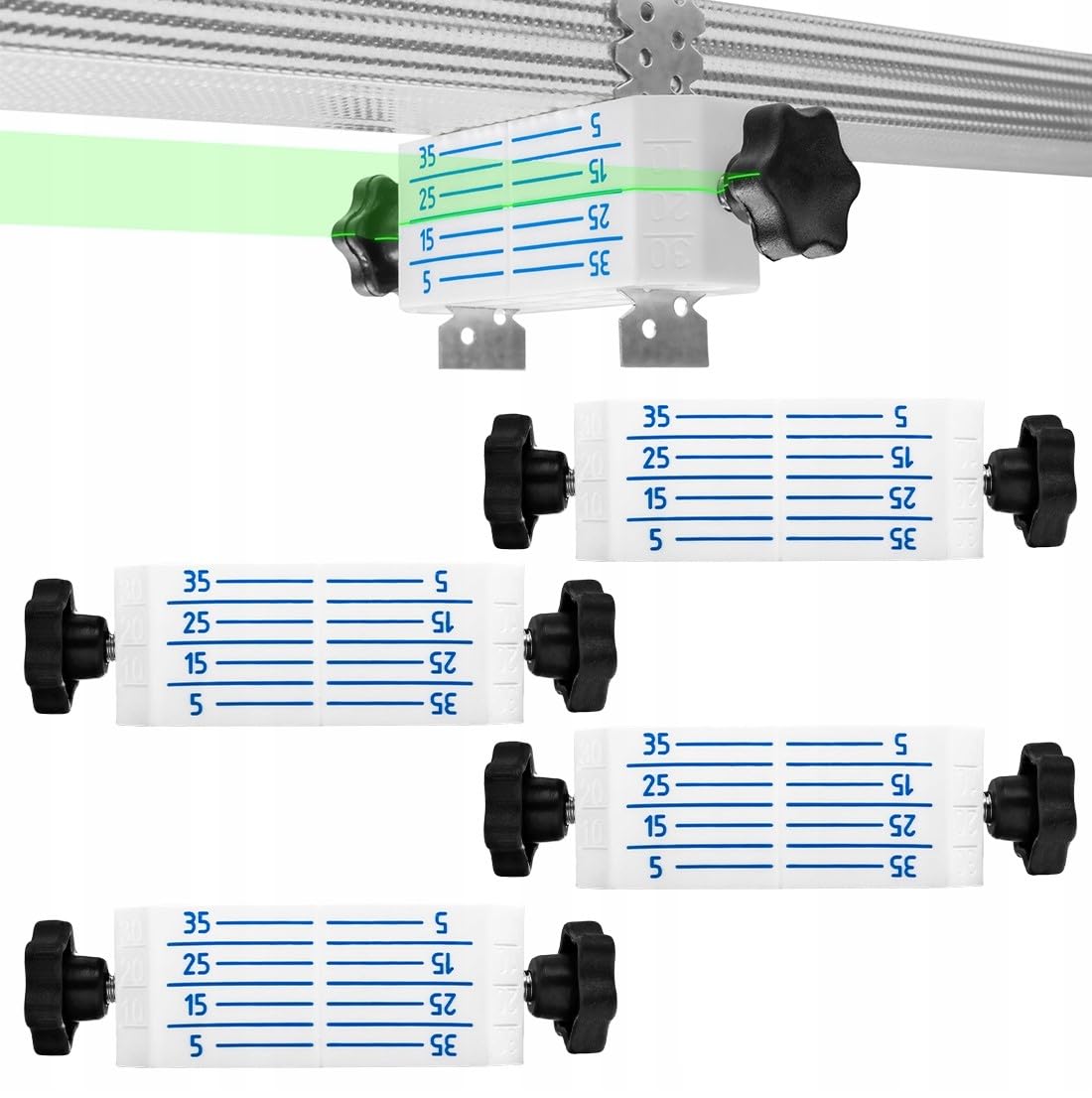 4 x Nivelliersystem für abgehängte Decken, Schnell Montagewerkzeug, Deckennivellierungshalter Profil CD60 ES Gipskartonplatte Regips, Deckenabhänger trockenbau, Direktabhänger, Laser-Zieltafel