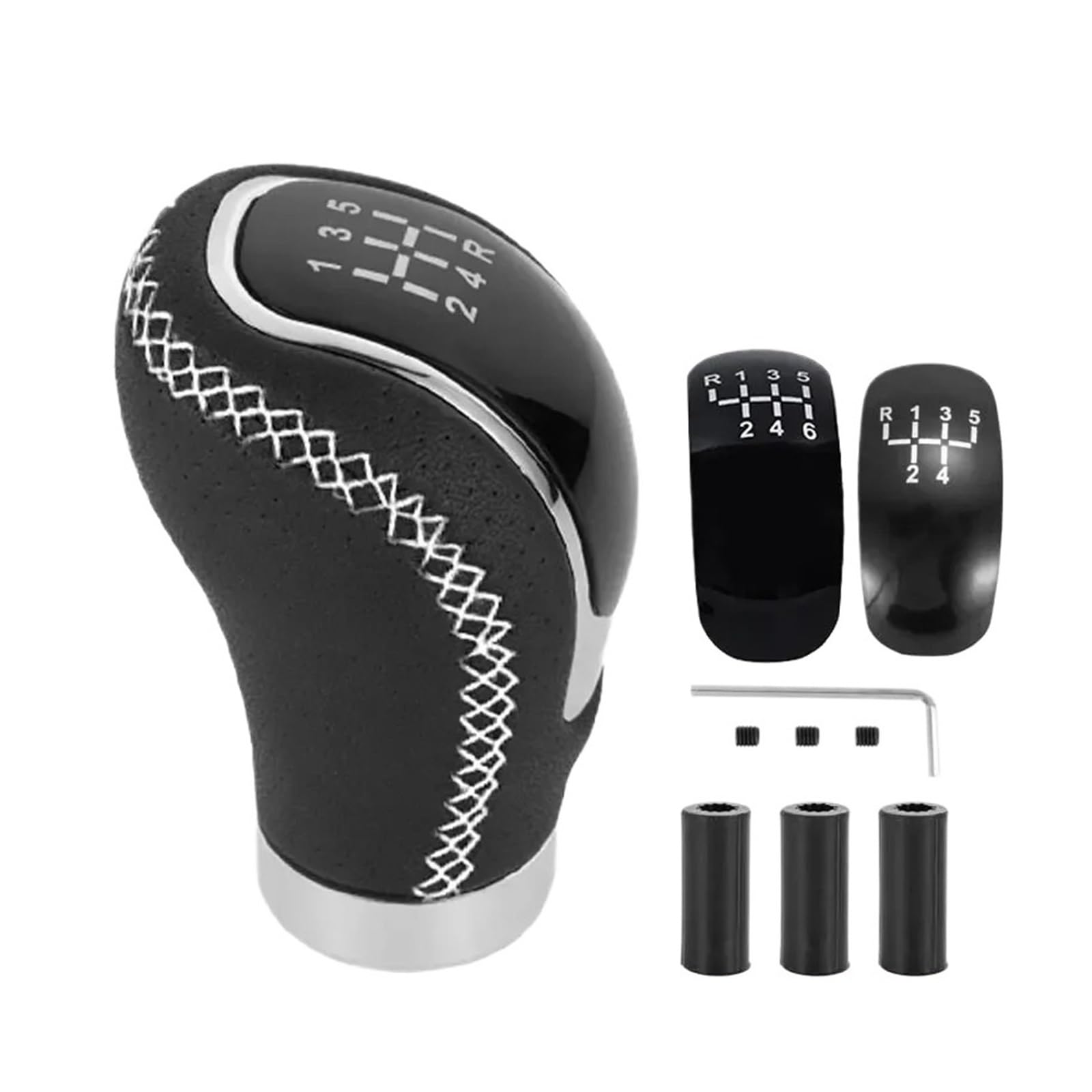BXBDEKQGL Gear Shift knob Universal Manual 5/6 Speed Gear Shift Knob PU Cover with M8 M10 M12 Adapters for Car Shifter Lever(B)