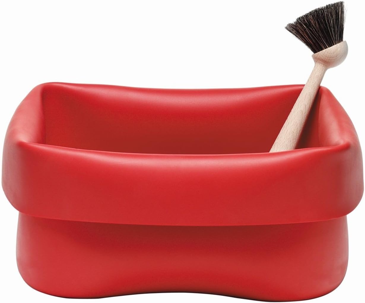 Normann Copenhagen Washing Up Bowl/Washing Up Container with Washing Up Brush Rubber Red