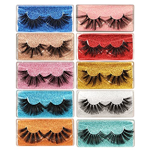 Ruairie 25mm Lashes Fluffy 10 Styles Long Dramatic False Eyelashes Pack 6D Faux Mink Lashes Bulk Volume False Lashes