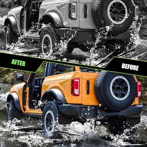 Image of Mud Flaps Compatible with Ford Bronco 2021-2023 2 /4 Door, Front Rear Tire Mud Guards Fender Flares,Wheel Splash Guard Function Upgrade Accessories, Black 4PCS (Not fit Bronco Sport,Sasquatch badlands)