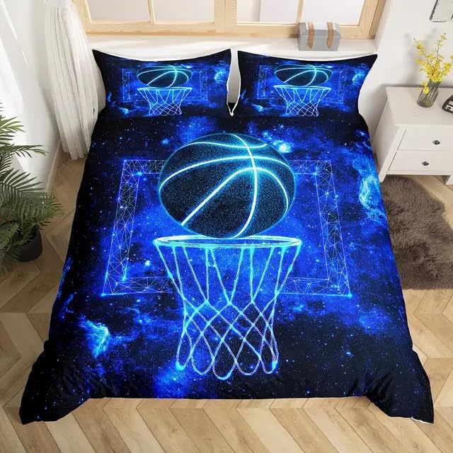 SJSXWQN Funda Nordica Cama 90 Baloncesto Edredón Cama 90 para Niñas Niños con Cremallera Suave Transpirable Microfibra Fundas Nordicas 150x220 cm + 2 Fundas de Almohada 50x80 cm