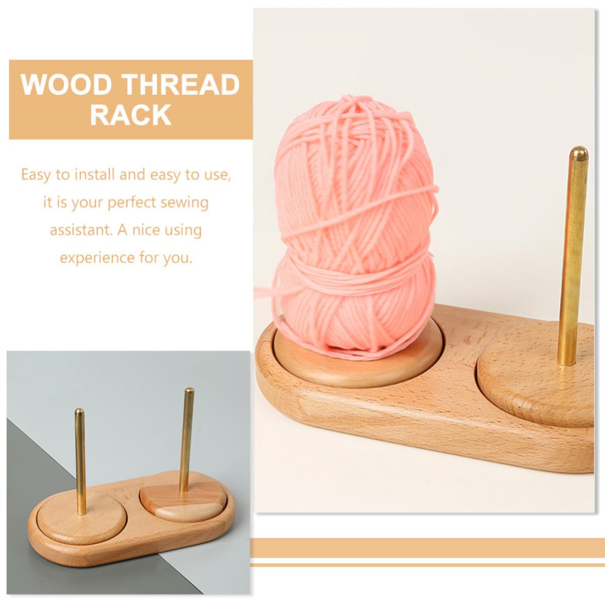 Cabilock Portafilo per Rocchetto in Legno Supporto per Rocchetto in Legno Rotante a Doppio ASSE Khaki per Cucito e Braccialetti di Gioielli Perline