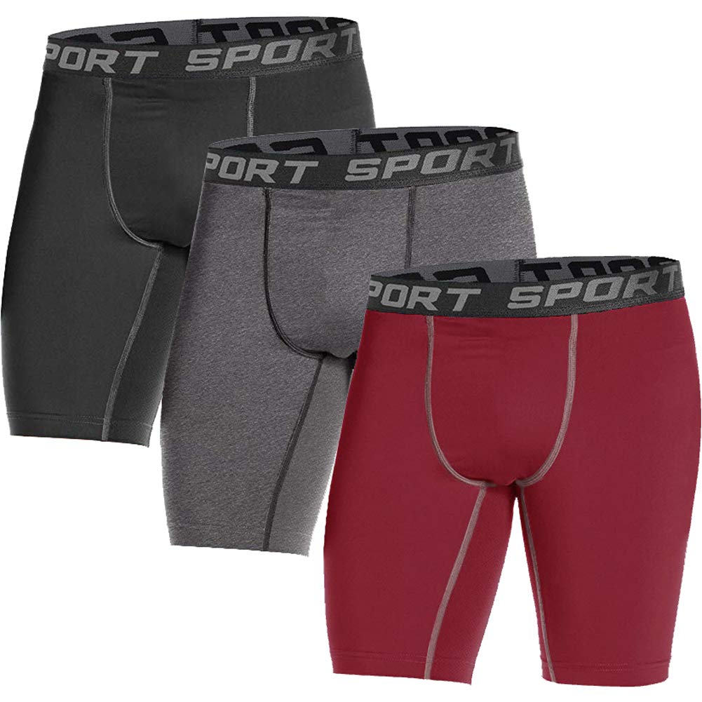 Mens Athletic Compression Shorts Running 3 Pack Tight Sports Shorts