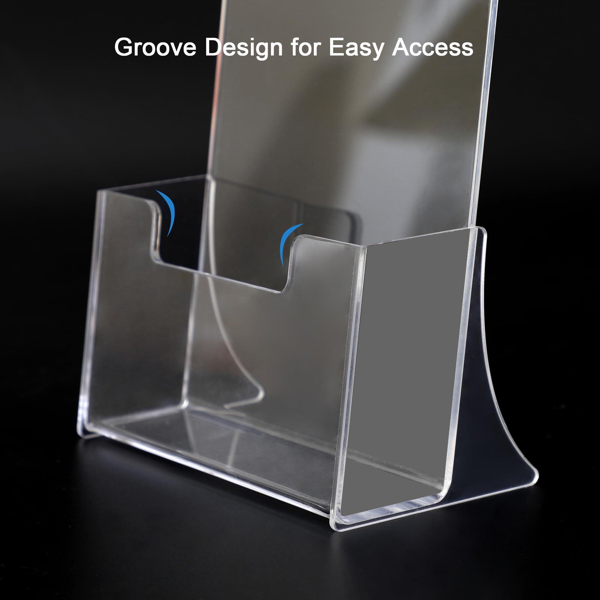 ROSSHINE Soporte para folletos A4, acrílico transparente, paquete de 2 unidades, para folletos de menú, flyer de menú, exhibición de plexiglás, revistas, tarjetas de visita, literatura, folletos,