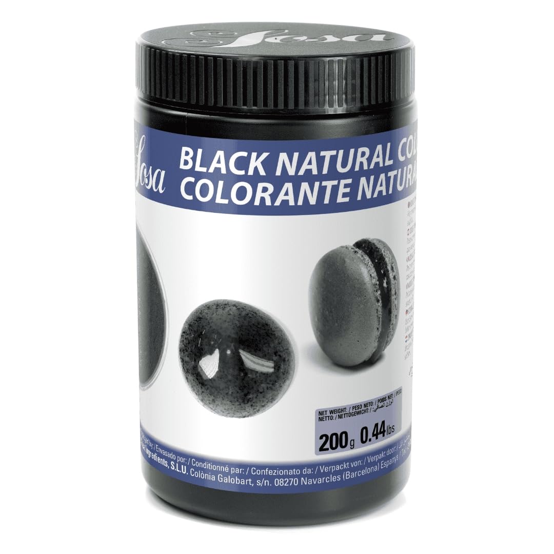 SOSA Colorante natural en polvo - Hidrosoluble- Uso alimentario (Negro, Intermedio)