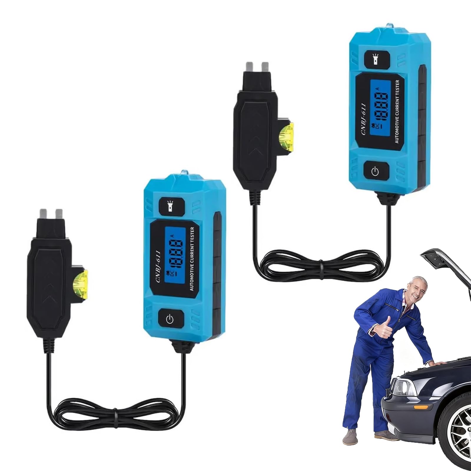 Probador de sonda de falla de circuito automotriz, probador de corriente portátil de alta precisión, rastreador de cables de 20 A 48 V con pantalla LED y luz frontal, buscador corto y abierto (2pcs)