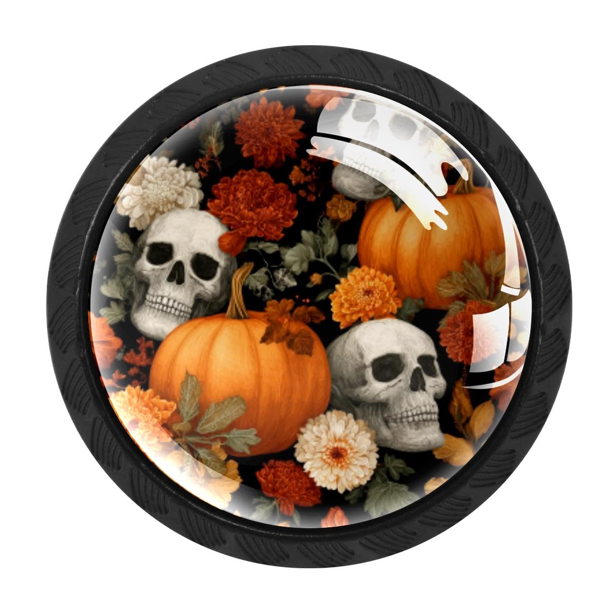 4 PCS Kitchen Cabinet Knobs, Pumpkins Skulls Drawer Knobs Dresser Handles