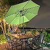 EliteShade USA 10-Year-Non-Fading 9ft Market Patio Umbrella, Commercial Grade Table Sun Umbrella with 80 Solar LED Lights, Crank Open, Windproof & UPF 50+ UV Protection for Garden, Deck, Pool, Backyard, Macaw Green