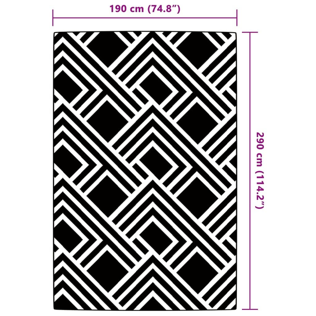 ARAKIL Tapis d'extérieur gris 190 x 290 cm PP résistant aux intempéries pliable réversible antidérapant pour jardin, balcon, terrasse, camping, pique-nique, plage