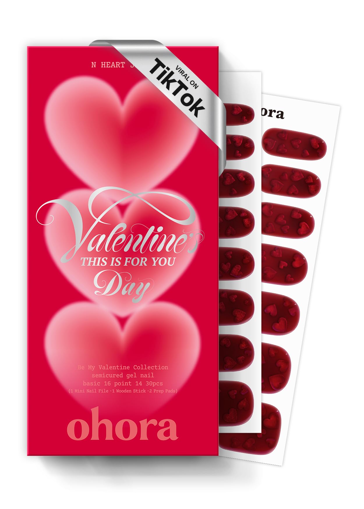 ohora Semi Cured Gel Nail Strips (N Heart Jelly) - Works with Any Lamps, Salon-Quality, Long Lasting, Easy to Apply & Remove