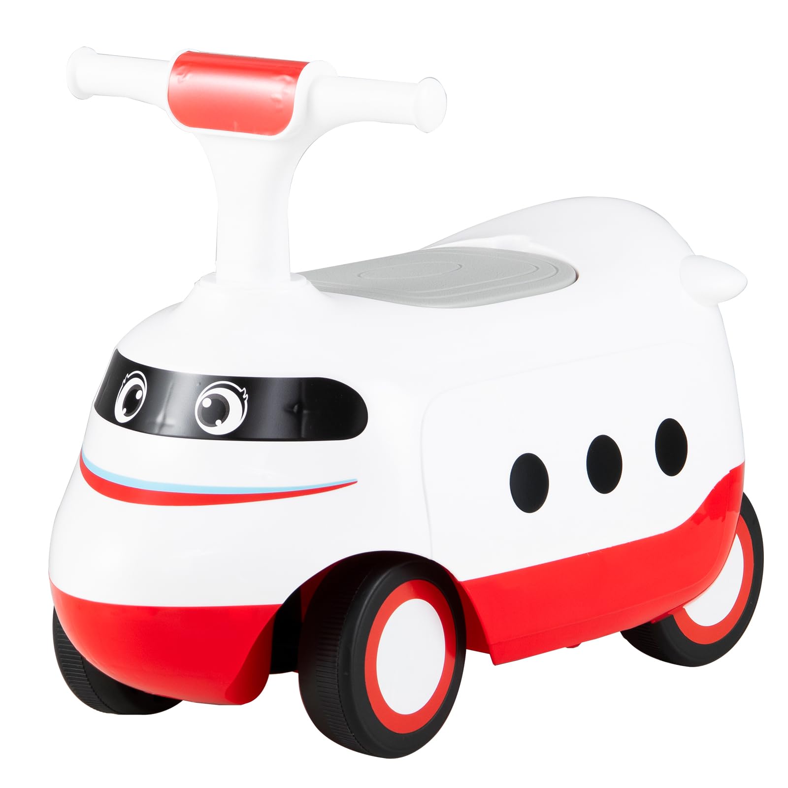 DREAMADE Porteur Enfants, Voiture pour Bébé avec Son de Rugissement de Train et Rangement Caché sous Le Siège pour Garçons et Filles de 18-36 Mois (Blanc)