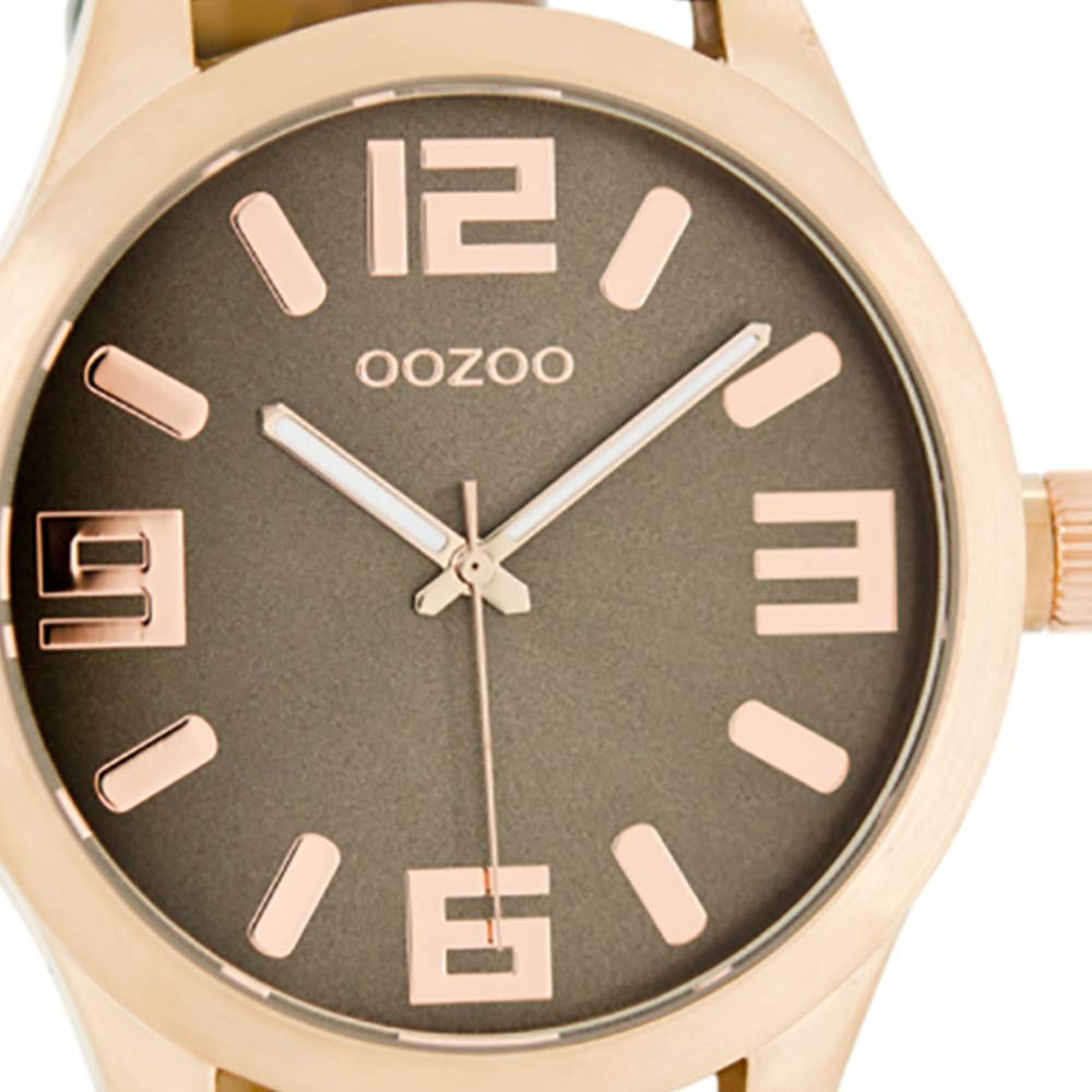 Oozoo C1158 - Armbanduhr für Damen, Lederarmband, Taupe