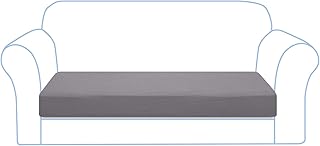 Granbest Housse de Coussin de Siège de Canapé Extensible Housse de Coussin de Canapé Housse de Siège Jacquard Spandex pour Canapé Lavable en Machine (3 Places, Gris Clair)