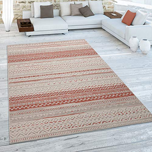 Paco Home Outdoor Teppich Für Terrasse Und Balkon, Geometrisches Muster, Modern In Rot, Grösse:80x150 cm Paco Home Outdoor Teppich Für Terrasse Und Balkon, Geometrisches Muster, Modern In Rot, Grösse:80x150 cm