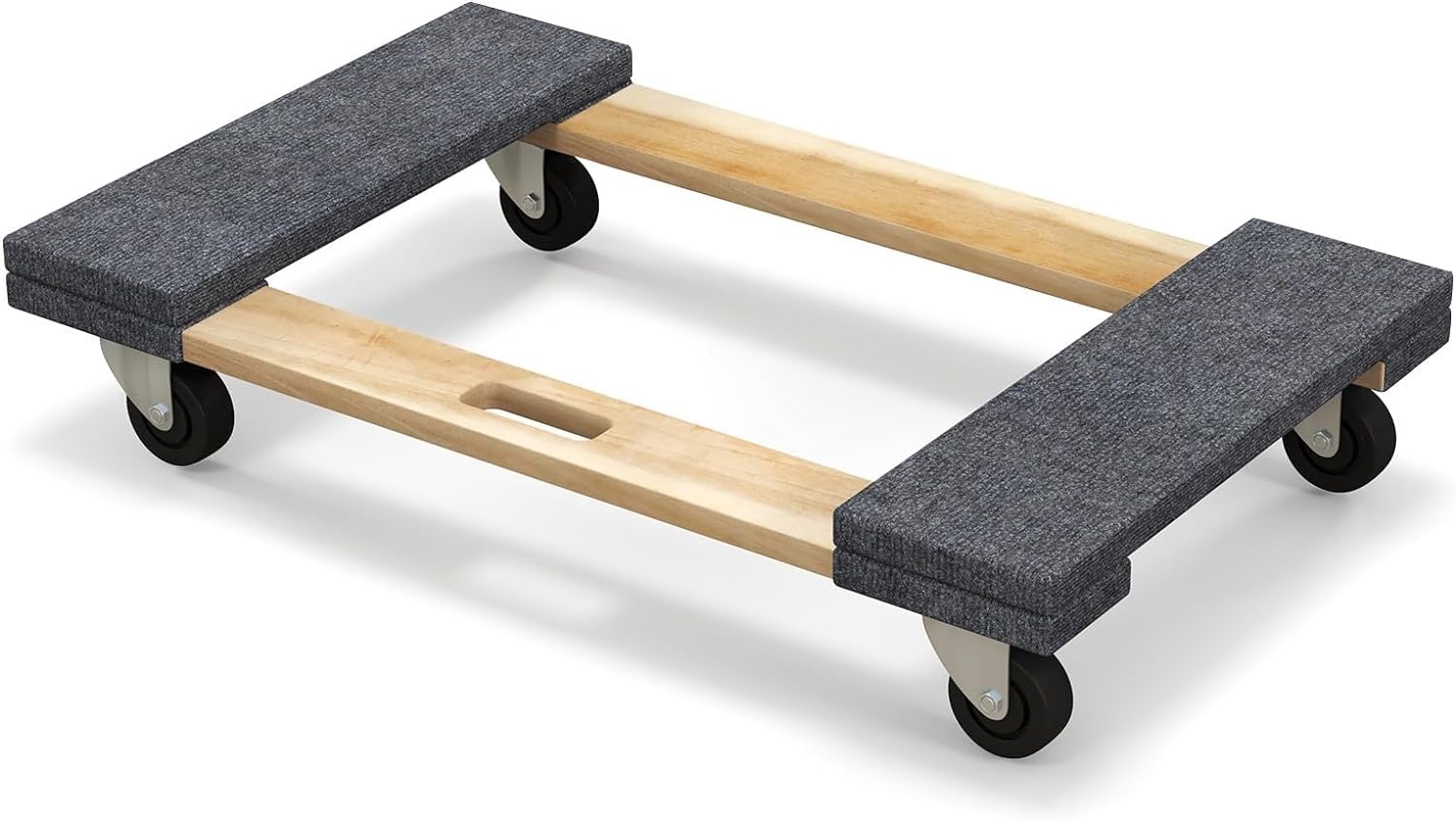 GYMAX Plataforma con Ruedas, 77 x 47 cm, Tabla de Ruedas de Madera de Acacia con 4 Ruedas Universales y Asa, Carga de hasta 450 kg, Tablero de Carro para Aparatos y Muebles con Cargas Pesadas