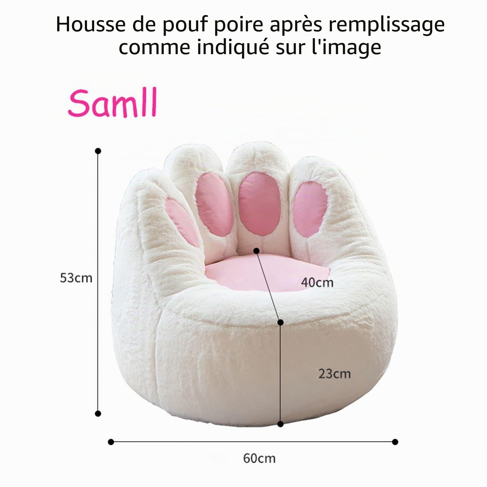 Housse de pouf (rembourrage non inclus) - Canapé paresseux mignon comme une patte de chat - Décorez le salon, la chambre à coucher pour adultes, S