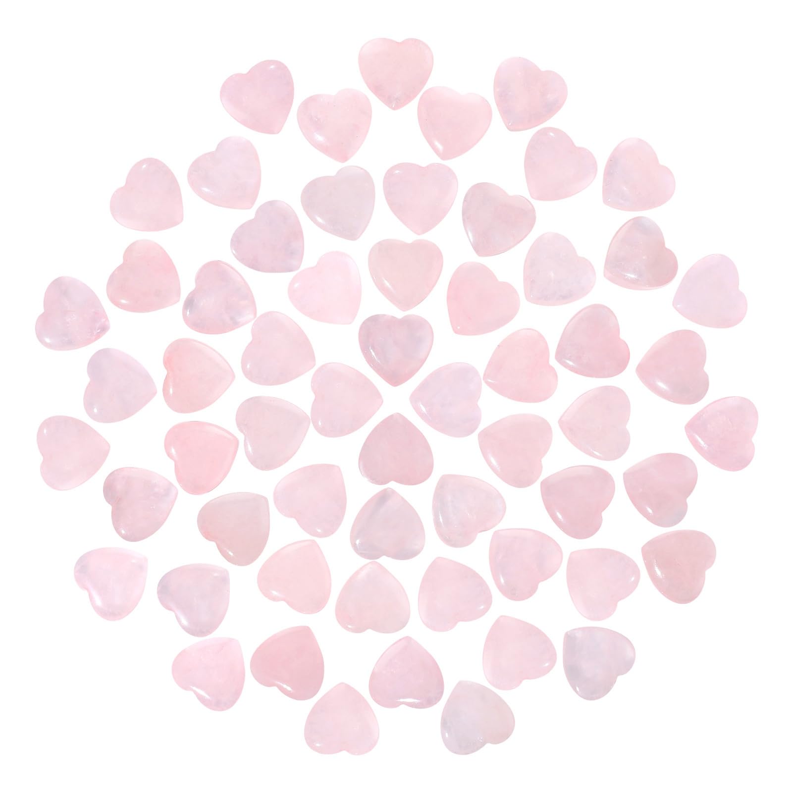 Guiqulai 60 Pcs Rose Quartz Crystals,Heart Natural Polished Crystal,0.8 Inch Mini Healing Stone,Worry Stone Bulk,Love Carved Palm Thumb Gemstone for
