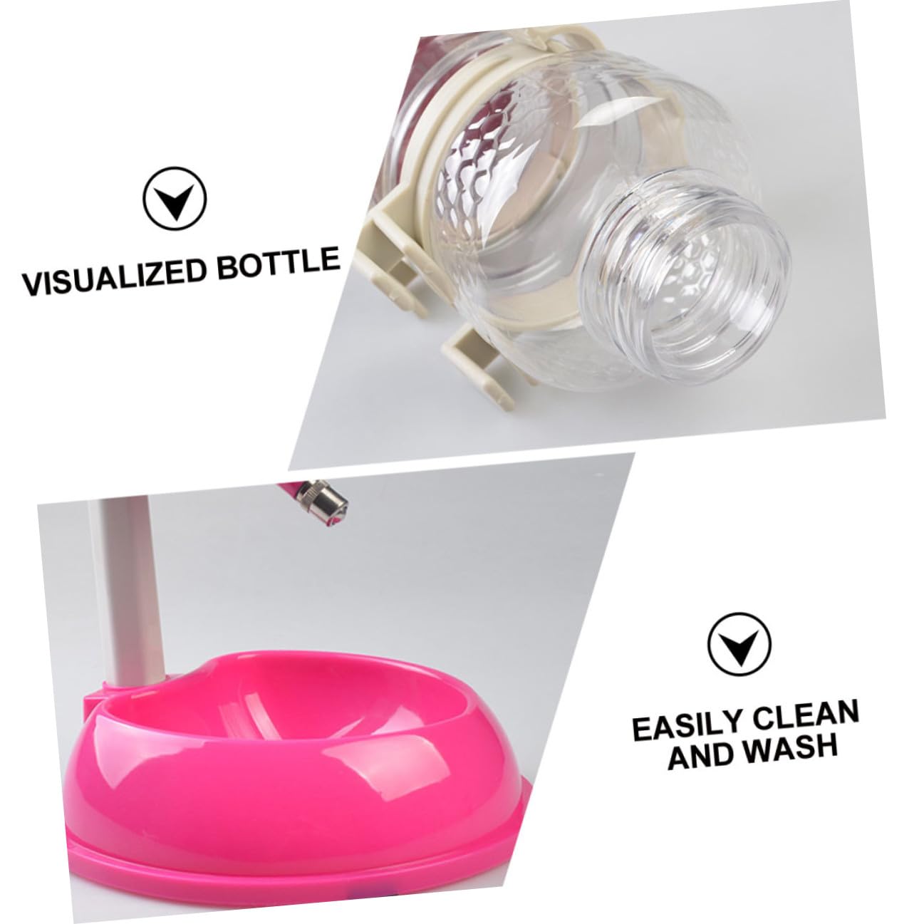 Dispensador de Agua para Mascotas Automático Bebedero de 500 Ml Comedero Ajustable Base Antideslizante Material PP y PVC Transparente Apto para Perros y Gatos