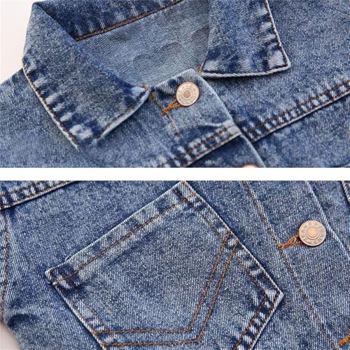 Girls Jeans Jacket Motorcycle Long Sleeve Button Down Fall Kids Denim Coat with Pocket Y2K Retro Streetwear Clothes3