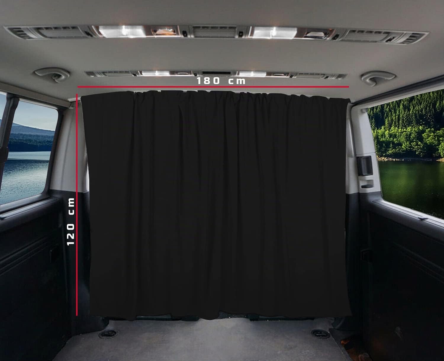 BREMER SITZBEZÜGE Rideau de cabine de protection solaire compatible avec VW T5 T6 T6.1 Multivan Transporter Caravelle, accessoires de camping et camping-car, noir