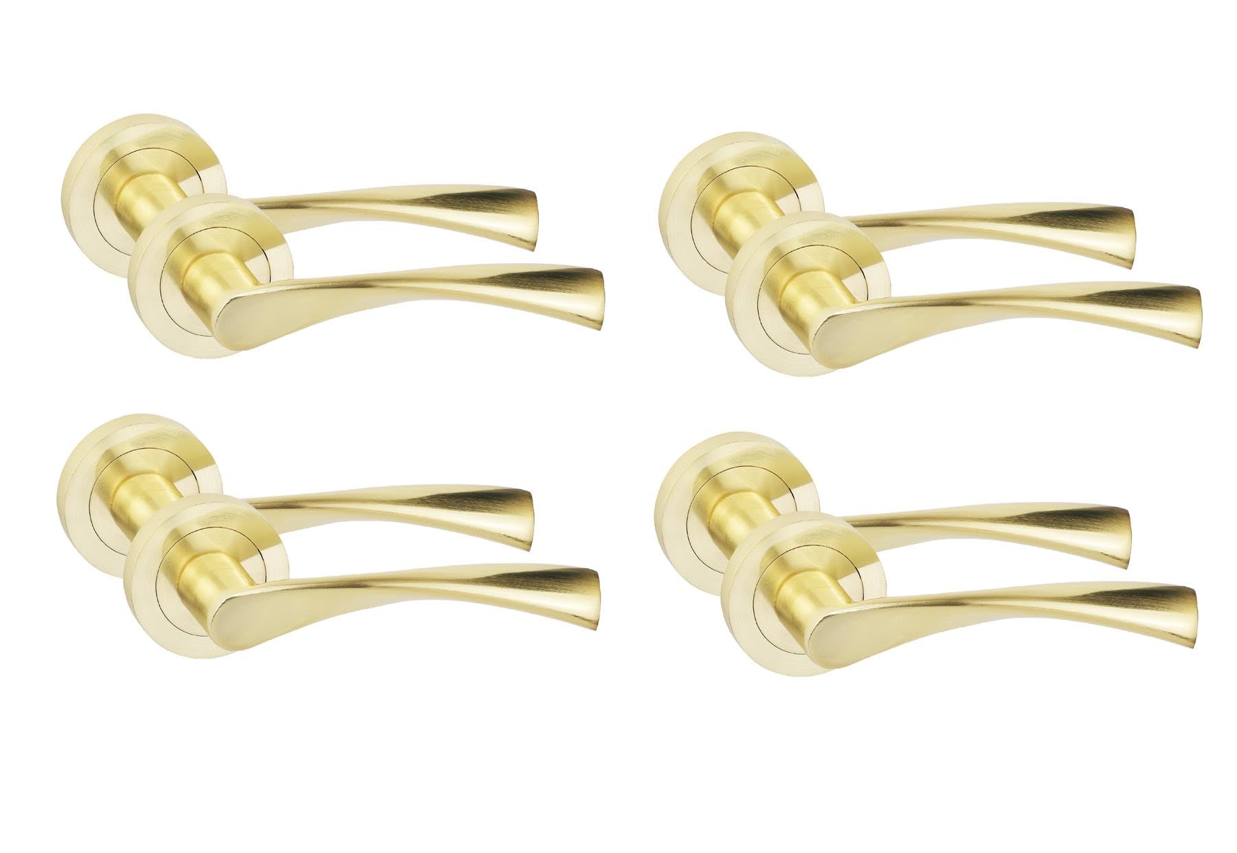 Golden Grace 4 Pair Astrid Design Door Handles Satin Brass Finish