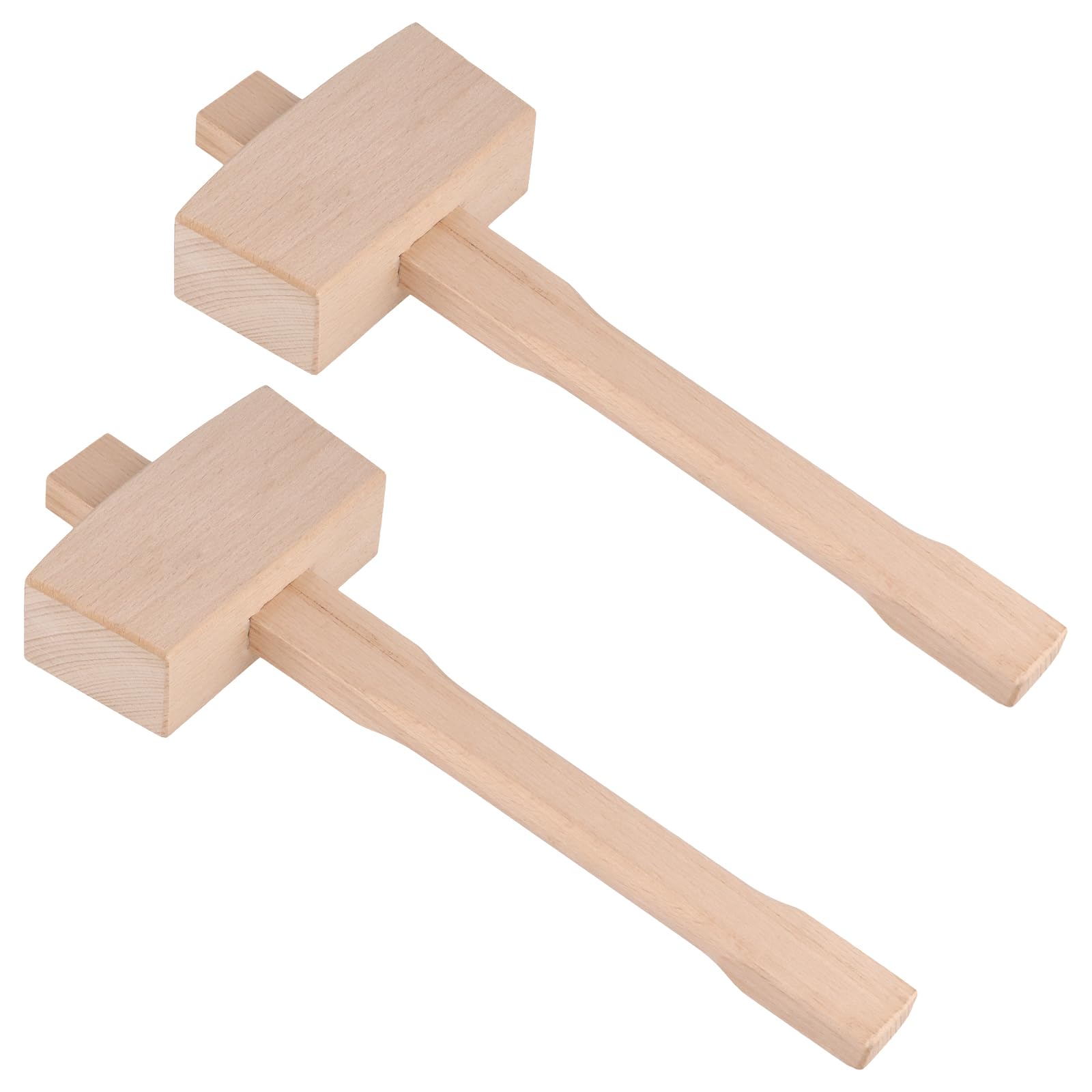 YUENPUN 2 PCS Beech Wood Mallet, Professional Woodworking Mallet, Wood Carving Mallet for Hammering Dowels and Striking Chisels